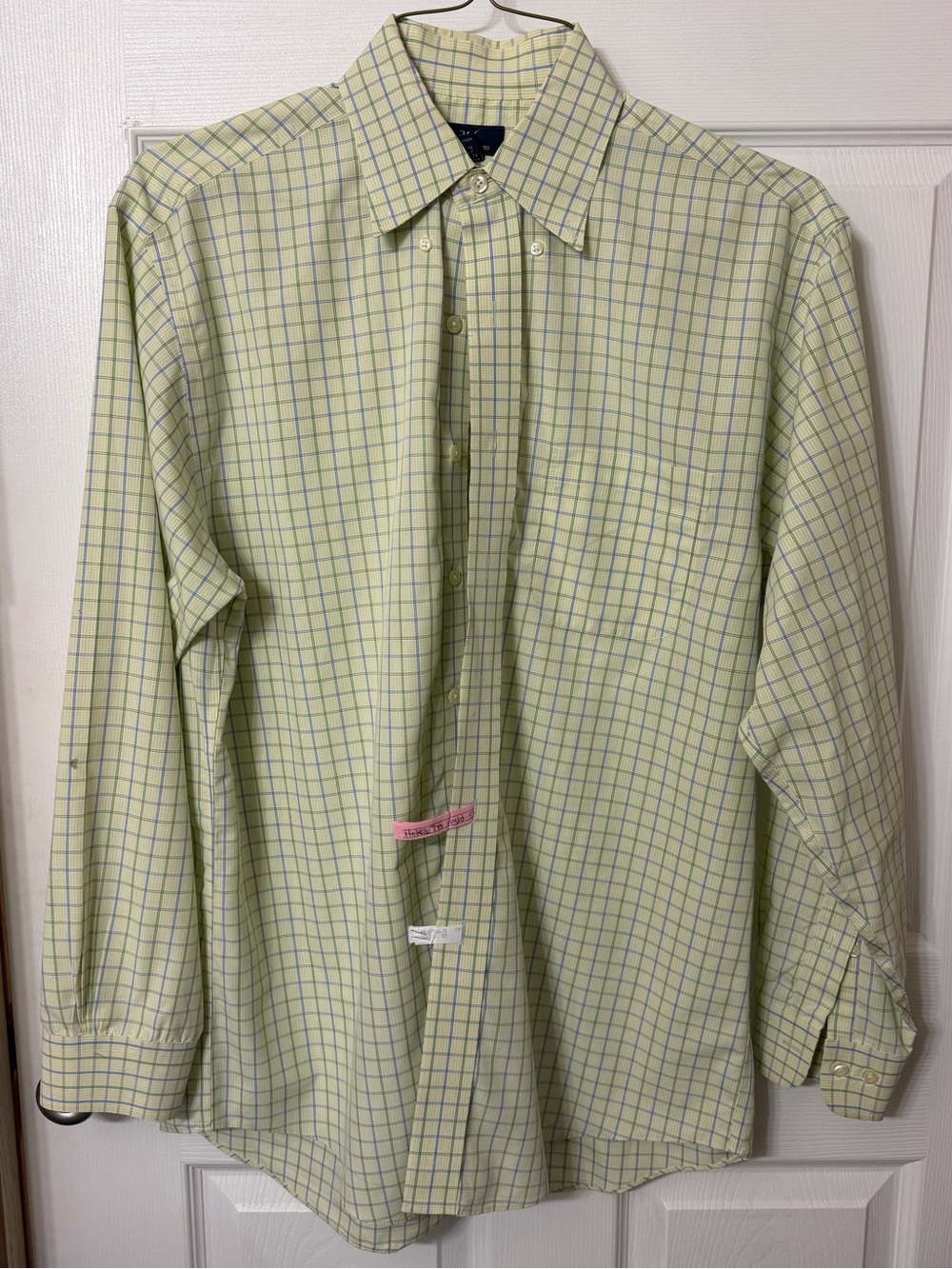 Brooks Brothers Light Green Shirt with Navy Windowpane